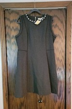 NEW 14 MICHAEL KORS dress dark grey metal studs Women's