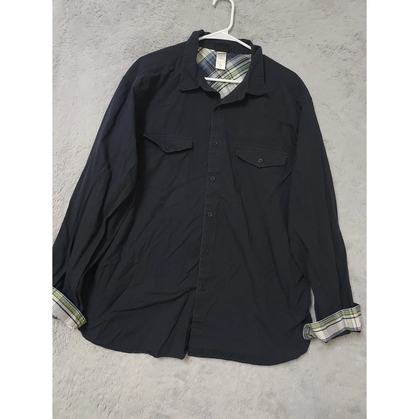 Patagonia Shirt Mens XL Ripstop Flip Cuff Long Sleeve Good Western Hiking Navy