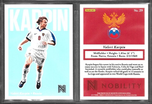 Panini Soccer Nobility 2017 #29 Valeri Karpin Russia Valencia Card