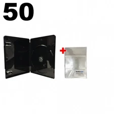 50 PREMIUM GLOSSY Black Blu-Ray Single DVD Cases 12MM & 100 OPP Bags