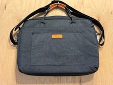 Padded Computer Briefcase, Dark Grey, Faux Leather Handles and Adjustable Strap