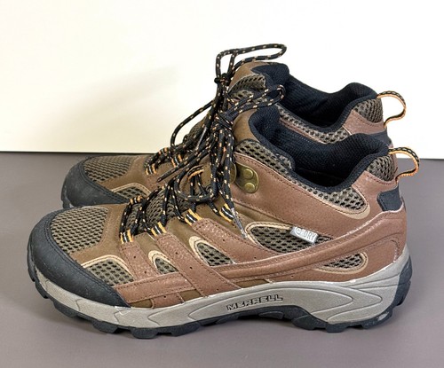 Merrell Moab 2 Mid Waterproof Hiking Boots Youth 6M Earth Brown Suede Mesh Grip - Picture 2 of 17
