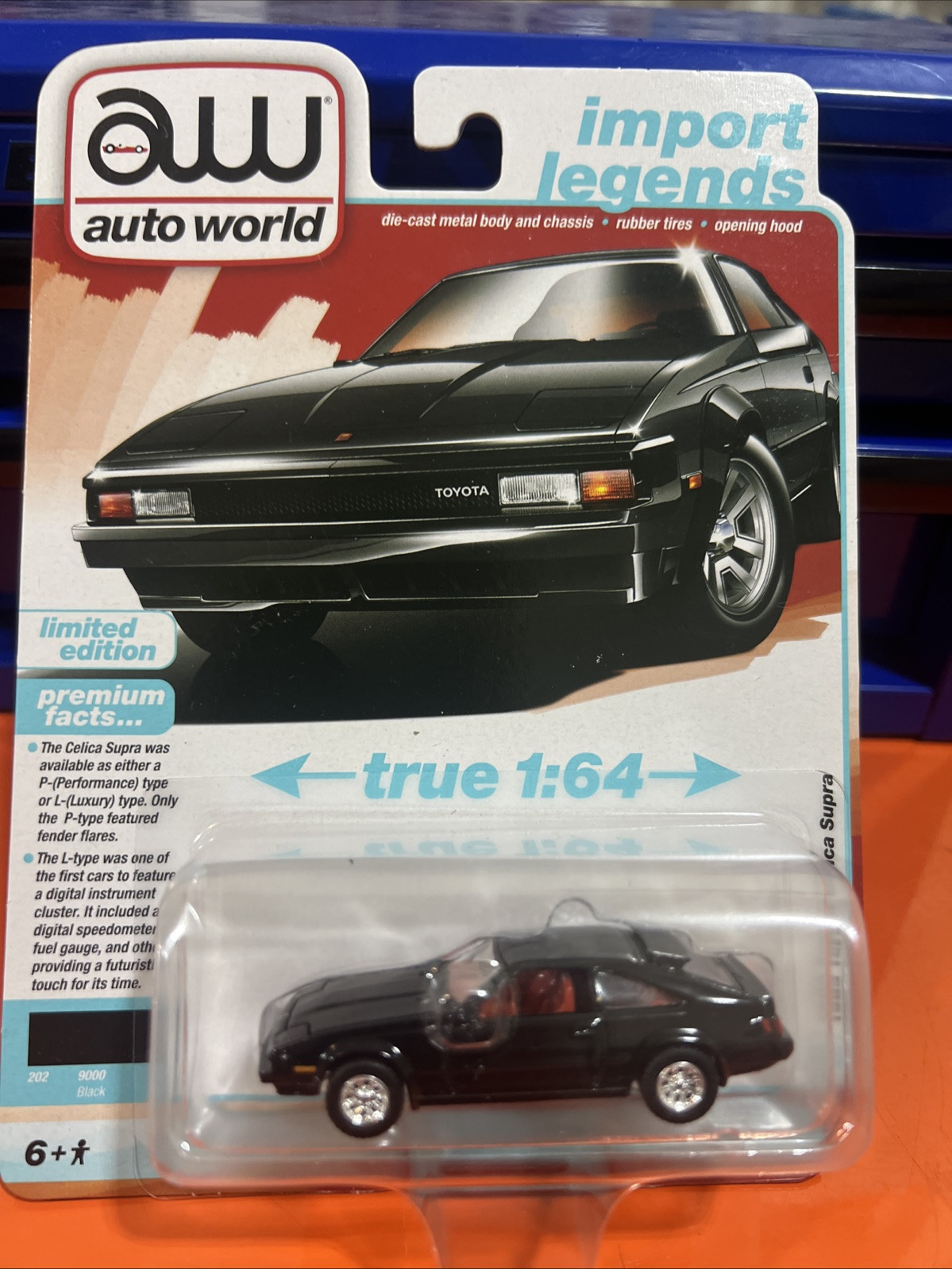 1983 Toyota Celica Supra Black 1/64 Diecast Model by Auto World 64442-AWSP166