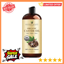 Premium Organic Castor Oil 100 Pure and Hexane-Free Cold-Pressed Beauty 16 fl.