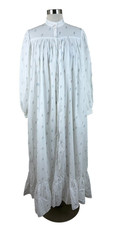 Vintage Eileen West Queen Anne's Lace Rose Nightgown Pockets USA Made Modest S