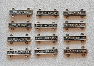 12 U.S. Army Qualification Bars Bombsight Mech Teletype Mech Driver M Etc.