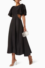 AJE Monica Chainlink Sash Midi Dress Black Elegant Formal NWT Size 14 AU / 10 US