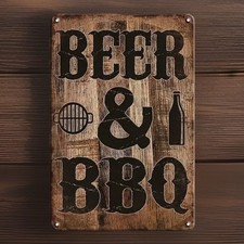 Metal Beer And Barbecue Sign: Vintage Wall De...