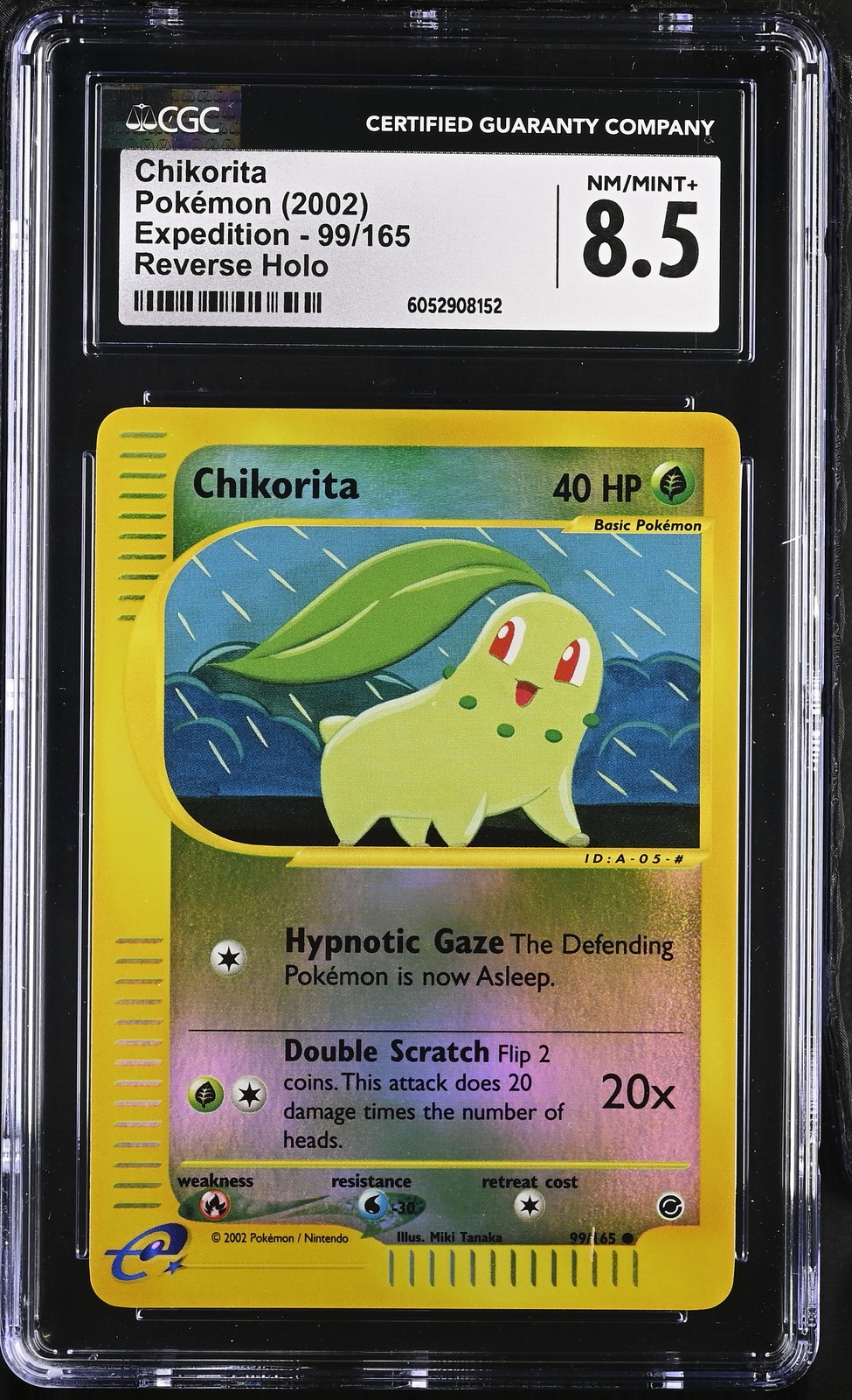 CGC 8.5 Chikorita 2002 Expedition 99/165 Reverse Holo Pokemon Card psa