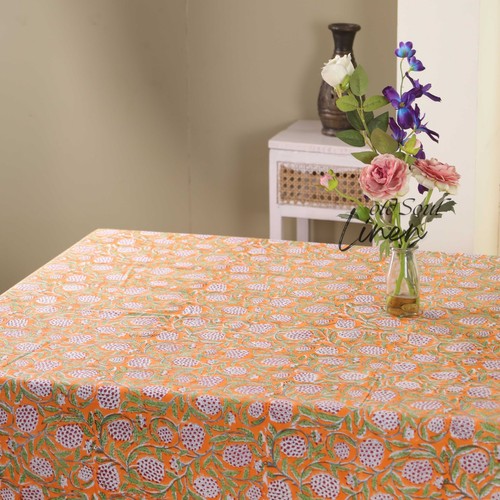 Indian Cotton Tablecloth Block Floral Print Boho Table Cover for Dining Table - Picture 8 of 8