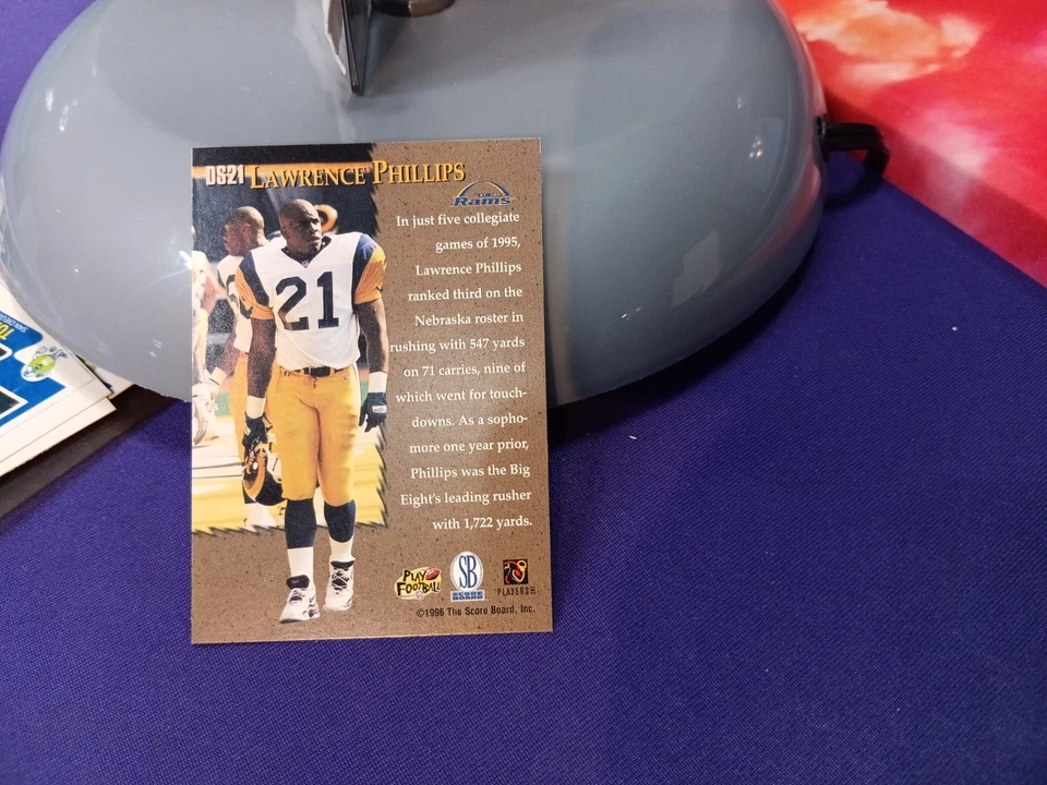 1996 PRO LINE STRETCH DRIVE LAWRENCE PHILLIPS GOLD SILVER FOIL SIGNATURE ERROR - Image 4 of 4