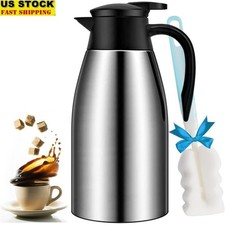 Vacuum Insulated Coffee Carafe Thermal Pot 12HR Hot 24HR Cold 68OZ User Friendly