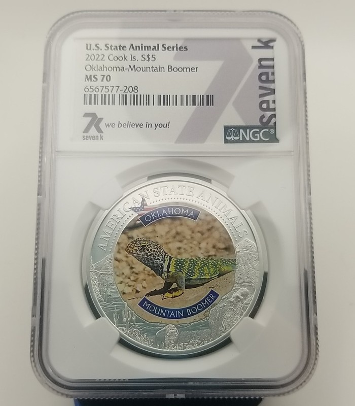 2022 Cook Islands $5 Oklahoma Mountain Boomer .999 Silver NGC MS70 #A1107