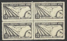 Venezuela, 1937, Scott #C63, 20b gray, block of 4, Mint, Never Hinged