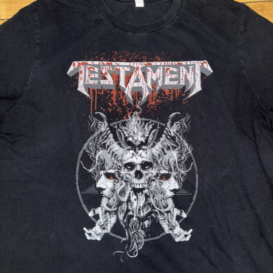 Camiseta Testament Thrash Metal Band Preta 2XL (25x29) Gráfica Dupla Face - Imagem 2 de 4