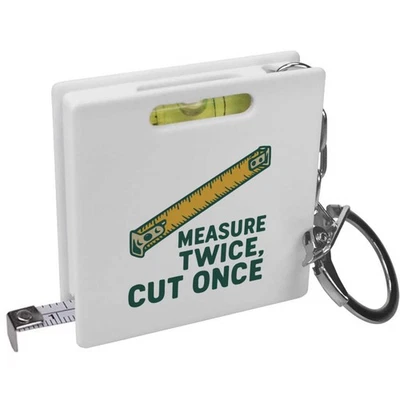 AZEEDA 'Measure Twice Cut Once' Keyring Tape Measure / Spirit Level Tool (KM00047235)