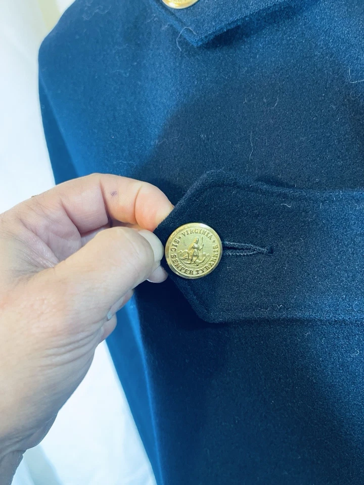 Шерстяной плащ подлинный середины века для медсестер одежда Bruck's темно-синий и красный - Изображение 4 из 4