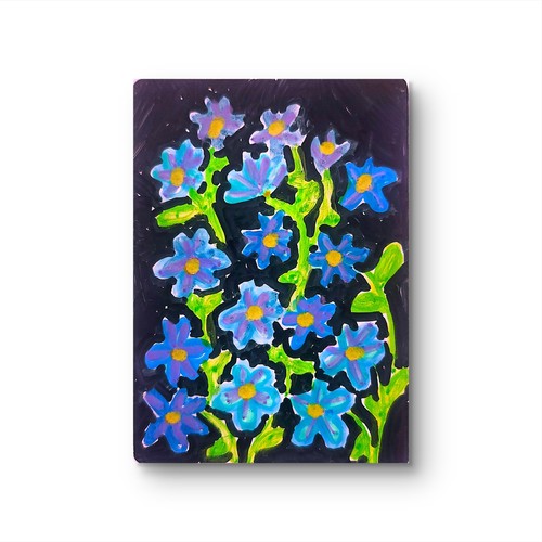 Forget Me Not Abstract Expressionist Original Watercolor Painting ACEO Special