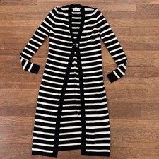 Nine West striped open front sweater dress with bar and ring closure XS b75