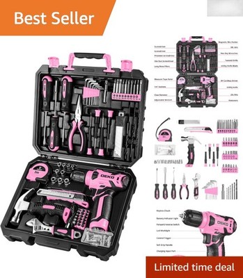 Compact 8V Pink Cordless Drill and Tool Kit - Perfect for Women's Home Projects