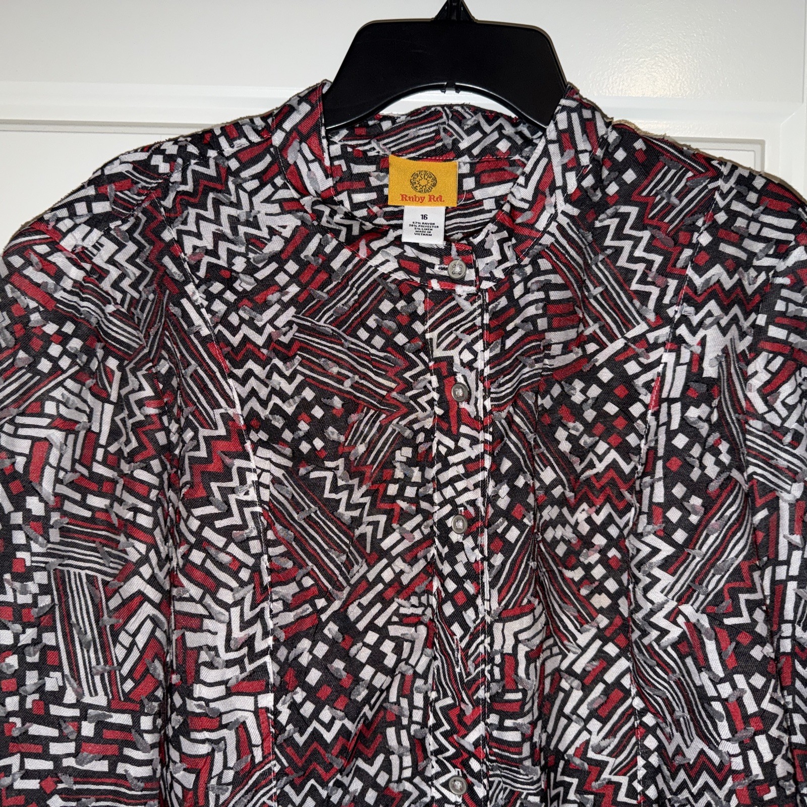 Ruby Rd  Women's Button Front Sheer Blouse Red Bl… - image 4