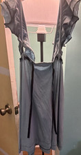 Secret 2 Vintage Women s Blue Satin Chemise Gown Ruffle Straps Square Neck M