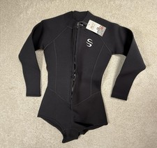 Micosuza Wetsuit Small Womens Slinx Black Neoprene Front Zip Long Sleeve Shorty