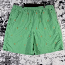 Polo Ralph Lauren Swim Trunks Mens Size XLT Green Pony All Over Print Embroidery
