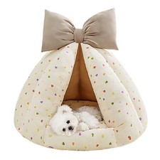 Small Cat Bed For Indoor Cats, Cat House With Bow, Dog Kitten Tent Small Pet Bed