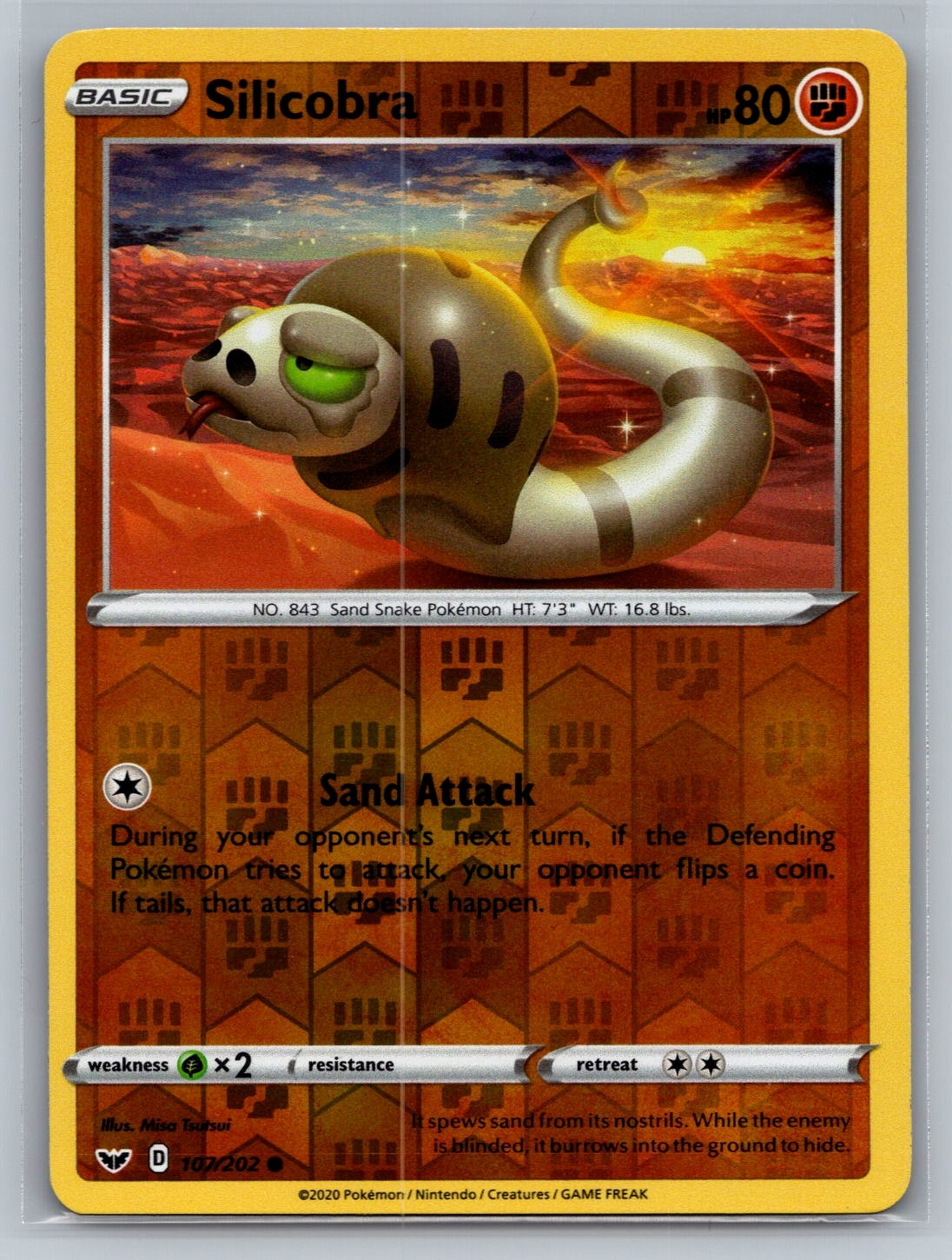 Pokemon Silicobra (107) Common SWSH01: Sword & Shield Base Set 107/202 NM
