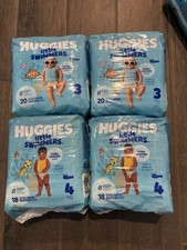 4x New Huggies Little Swimmers Disposable Swim Diapers - Size 3/4