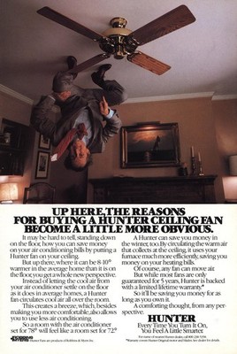 1982 Hunter Ceiling Fan: Become a Little More Obvious Vintage Print Ad