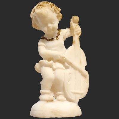 Early 20th Century Classical Child Cellist American Cast Plaster Gypsum Figurine