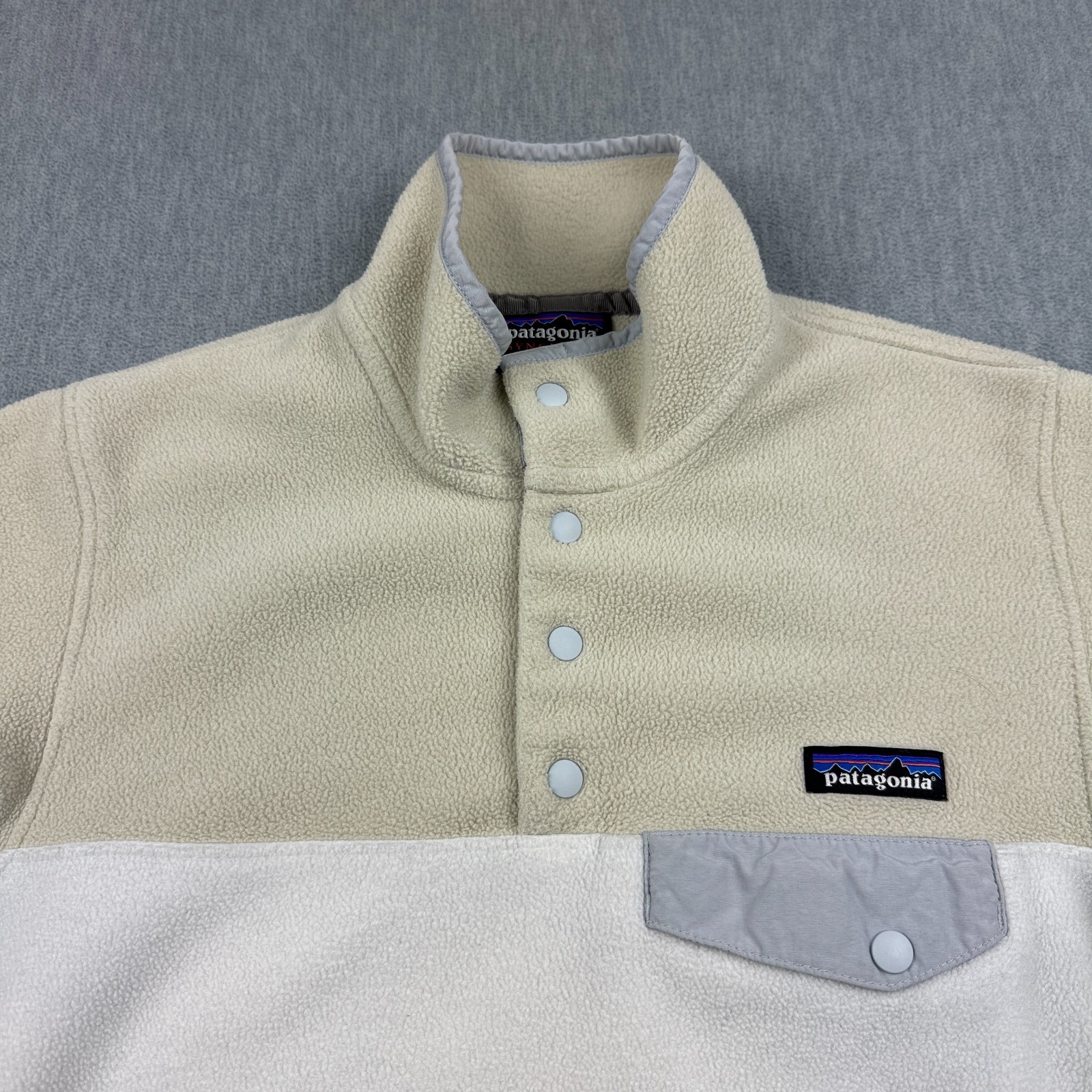 Patagonia Synchilla Jacket Womens Small White Yellow Lightweight Snap-T Pullover thumbnail 2