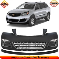 Front Bumper Cover Fascia & Fog Light Cover For 2013-2017 Chevrolet Traverse
