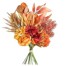 Artificial Fake Flowers Plants Silk Flower Arrangements Wedding Autumn Red