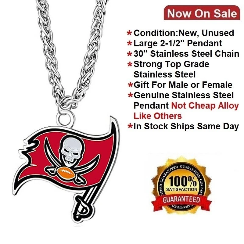 Collar de cadena colgante grande de acero inoxidable de 2,5" Tampa Bay Buccaneers para hombre NFL Foto 2 de 4