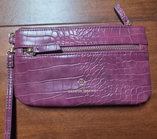 Stylish Nanette Lepore Burgundy Croc-embossed Clutch Purse/Wallet