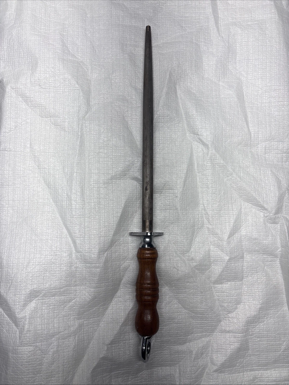 Vintage Case XX honing steel knife sharpener, 12", round wood handle