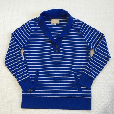 Banana Republic Sailor Coastal XL Striped Shawl Collar Pullover Pockets