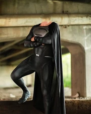 Superman Costume Black Cosplay Jumpsuit Justice League Adult/Kids Halloween