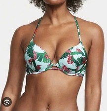 Victorias Secret Swim Tropical Bombshell Add-2-Cups  Push Up Bikini Top 34C EUC
