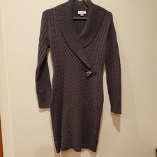 Calvin Klein Women's Cable Knit Sweater Dress Shawl Collar Size Medium