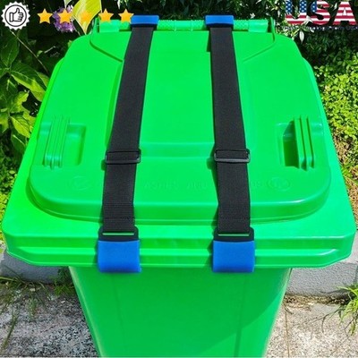 Double Claw Trash Can Lock Adjustable Metal Strap Garbage Bins Raccoon Proof New
