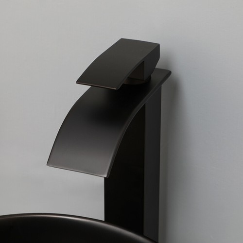 FA Bathroom Vessel Sink Black Faucet Basin Vanity Ceramic Bowl Black Combo Up - Picture 8 of 9