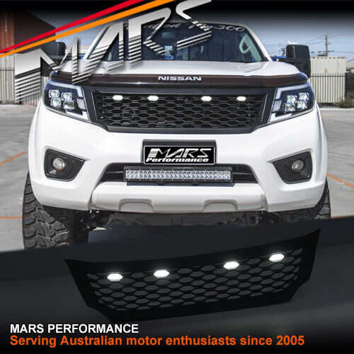 Black Bumper Bar Grille Grill Mesh & DRL LED for Nissan NAVARA NP300 D23 15-20 - Picture 1 of 24