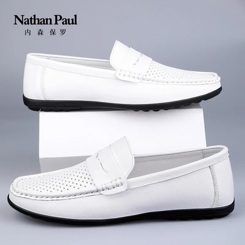 Genuine Leather Men's Casual Shoes Flats Loafers Soft Moccasins Driving Shoes - Picture 12 of 26