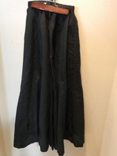 BLACK WOOL'ISH GABERDINE  VICTORIAN SKIRT WITH SATIN BAND AT THE BOTTOM.