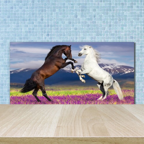 Panneau Décoratif Cuisine En Verre Tulup 120x60cm - Motif Trois Chevaux, Moderne