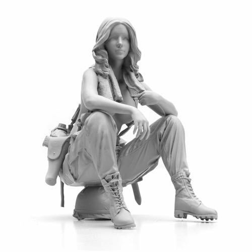 1/24 resin figures model Modern female soldier Unassembled Unpainted - Picture 1 of 5